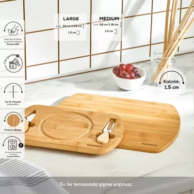 تخته گوشت و سرو ۴ پارچه بامبو کاراجا مدل LILY