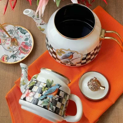 کتری قوری لعابی Miss Betty ترکیه طرح گنجشک