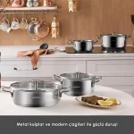 سرویس قابلمه استیل القایی 8 پارچه کاراجا مدل Alaz