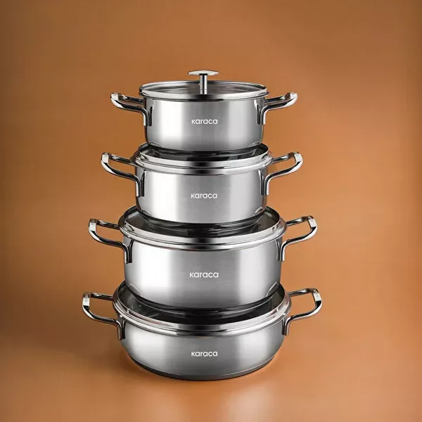 سرویس قابلمه استیل القایی 8 پارچه کاراجا مدل Alaz سرویس قابلمه استیل القایی 8 پارچه کاراجا مدل Alaz
