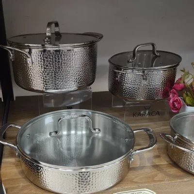 سرویس قابلمه استیل سه لایه کاراجا مدل Powersteel 316+ Enzo (۸ پارچه)